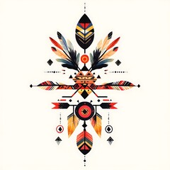 Abstract tribal feather design, graphic art, for tattoo or print