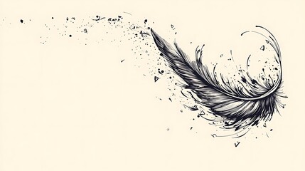 Naklejka premium Abstract feather illustration, artistic design, light background. Possible stock photo use
