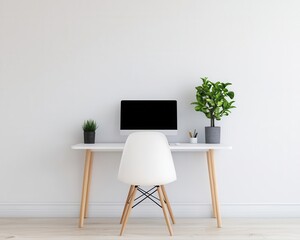 Stylish foldout wall desk in a modern small home office, spacesaving and aesthetically pleasing