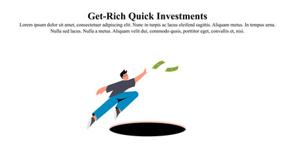 Illustration concept of a man trying to get rich and falling into a trap.