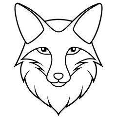 Simple Fox Head Art One Line Vector Style