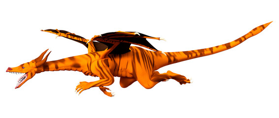 3D Rendering Fairy Tale Dragon on White