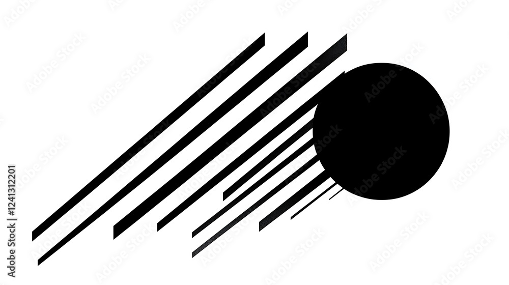 Sticker Abstract black lines and circle on white background. Graphic design elements. Possible use for logo, website background, or poster