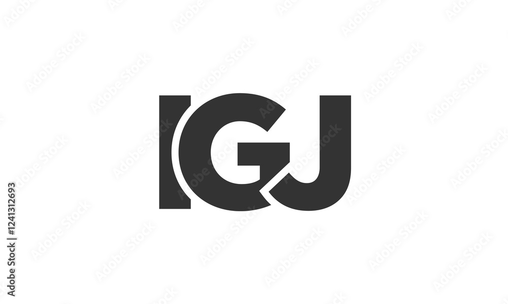 Poster igj logo design template with strong and modern bold text. initial based vector logotype featuring s