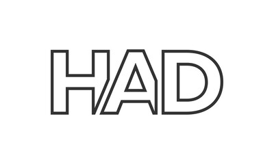 HAD logo design template with strong and modern bold text. Initial based vector logotype featuring simple and minimal typography. Trendy company identity.
