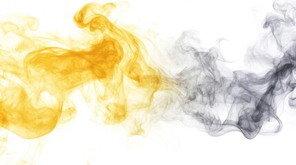 Colorful swirls of yellow and black smoke blending together in abstract formation