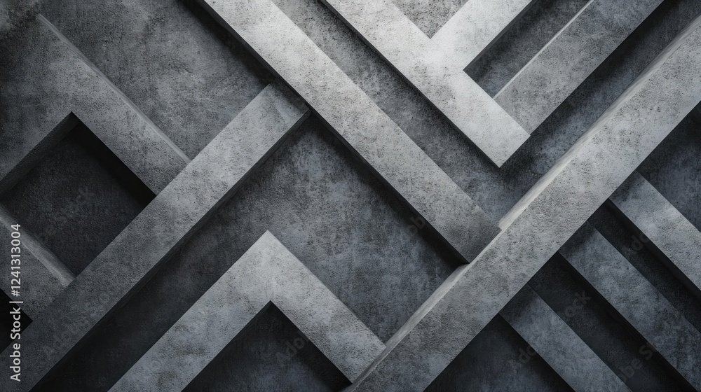 Poster monochromatic geometric pattern featuring interwoven diamond shapes with a textured surface