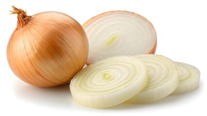 Realistic Whole Onion & Slices Detailed Botanical Food Image V3