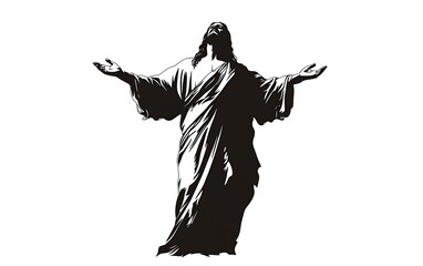 Fototapeta premium Jesus Christ Statue, Religious Art, Black and White, Spiritual Figure, Image for Prayer