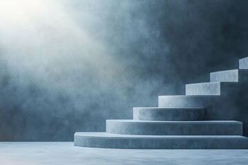 This image features elegant spiral stairs leading into a softly lit abstract background, ideal for themes of transition, journey, and architectural beauty.