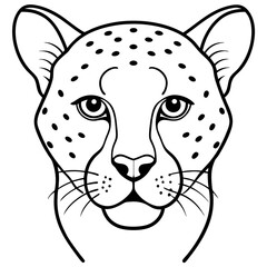 Single Line Cheetah Head Illustration in Vector