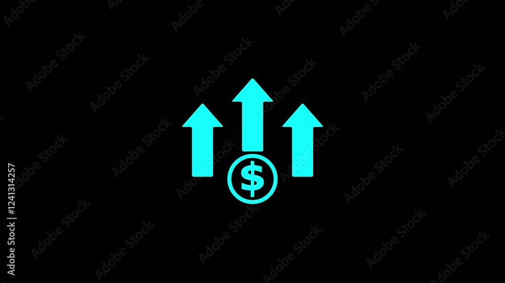 Poster dollar rate increase arrow icon animation.animation of dollar sign icon and up arrow.dollar sign wit