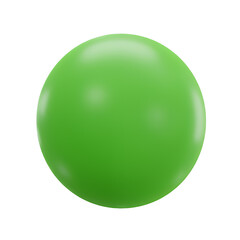 Bright green 3d sphere, round, smooth, isolated, transparent background.