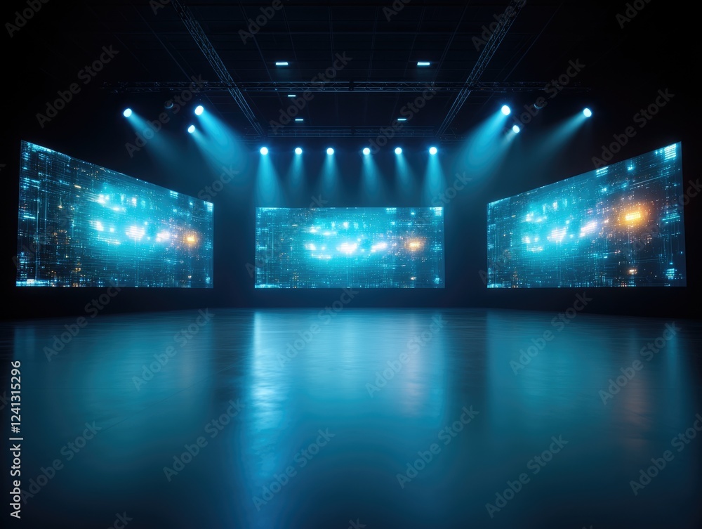 Poster analyzing gdp and inflation trends through interactive digital displays modern exhibition center mul