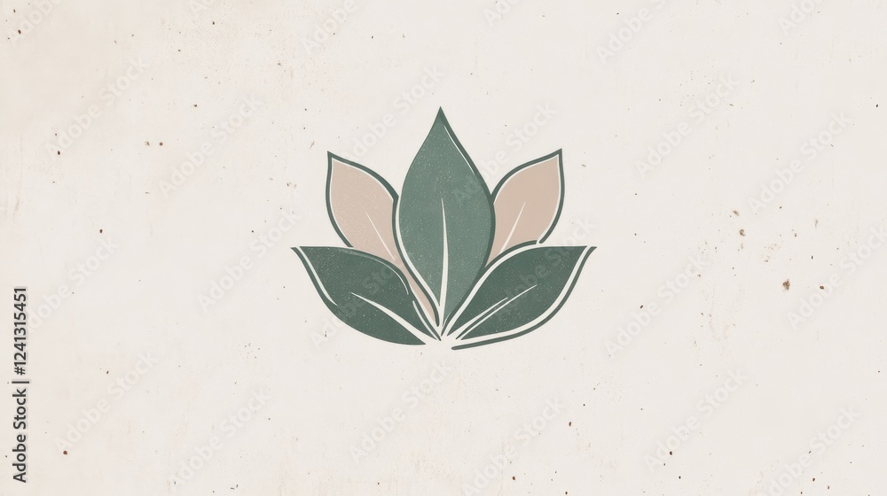 Poster minimalist design featuring abstract lotus flower with leaf elements