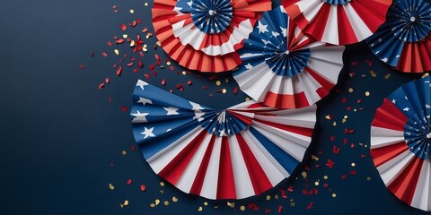 Vibrant red, white, and blue decorations create a festive atmosphere for a national celebration or holiday event