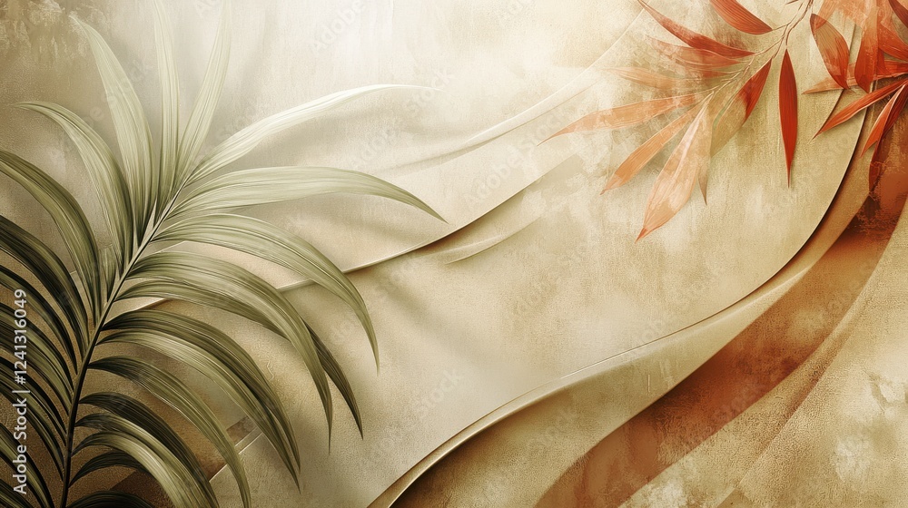 Poster elegant abstract background with leaves and soft textures