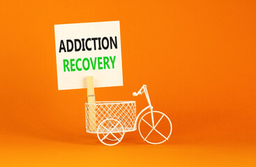 Addiction recovery symbol. Concept words Addiction recovery on beautiful white paper on clothespin....