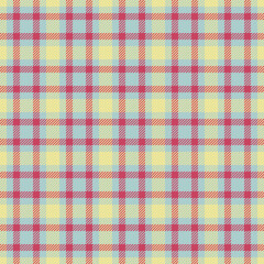 Thread tartan texture textile, christmas background seamless pattern. Indoor vector fabric check plaid in light and red colors.
