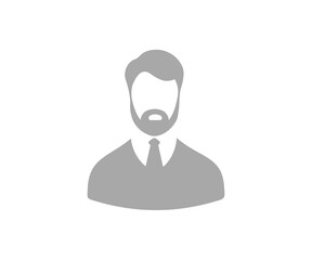 Business man character face silhouette. Profile picture, portrait symbol. User member. Business man character with avatar photo silhouette illustration on transparent background PNG.