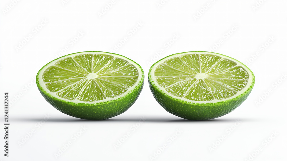 Aufkleber cool vector image of a lime cut in half realistic design featuring two limes sliced on a white backg