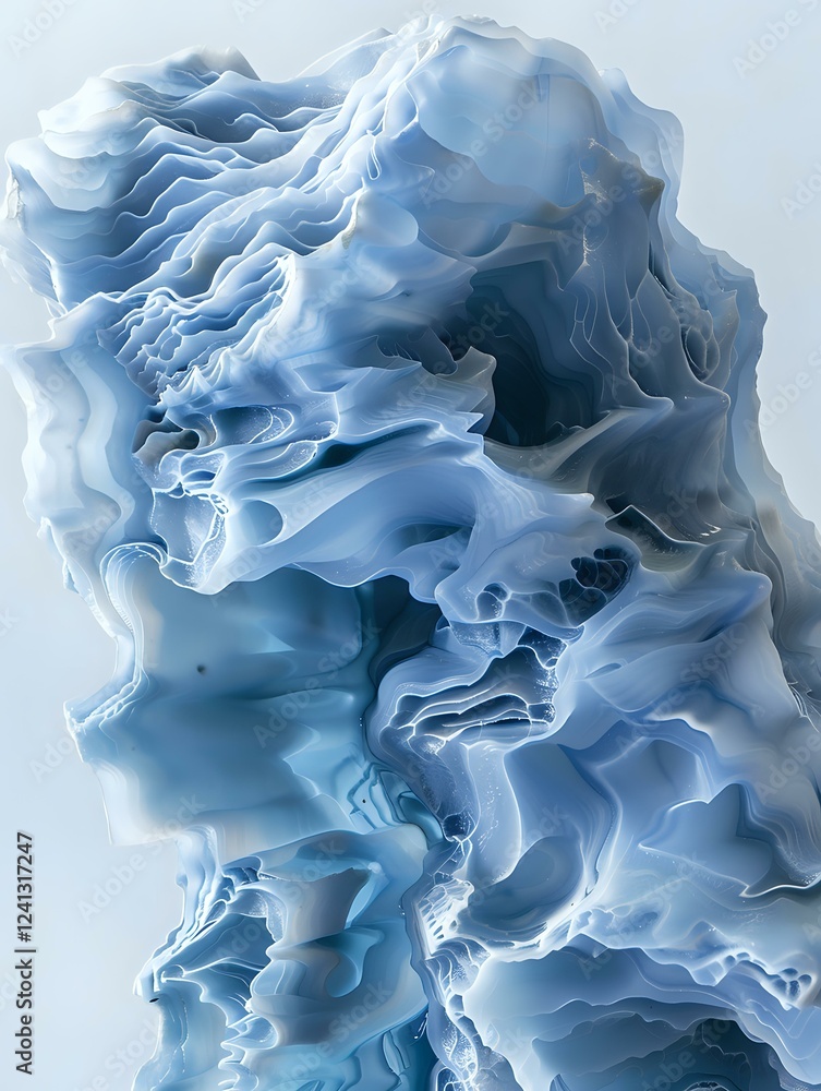 Aufkleber abstract fluid art in light blue and white tones creating dynamic wavy patterns with smooth flowing 