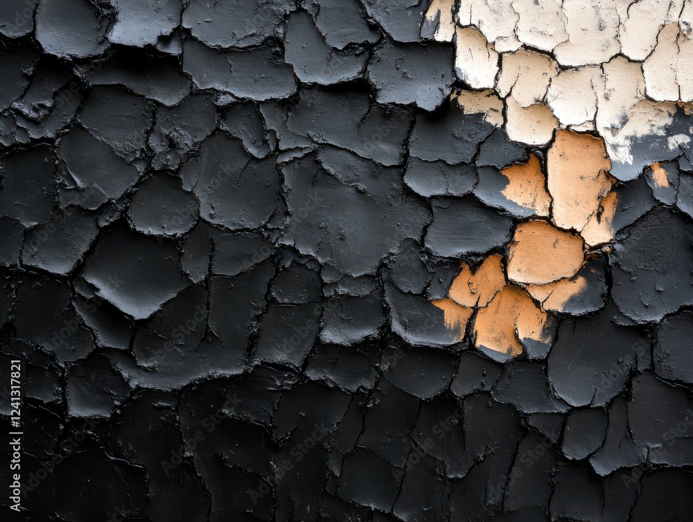 Aufkleber close up of peeling paint on a textured surface, showcasing layers and colors in an abstract yet vis