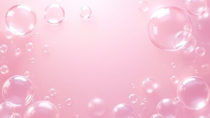 3d rendering of a transparent liquid bubble containing molecules floating on a light blue water background, perfect for skincare and cosmetic essence concepts