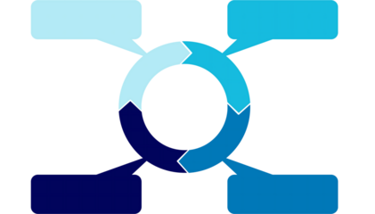 blue and white infographic symbols