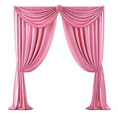 Pink center parted curtain isolated on transparent background