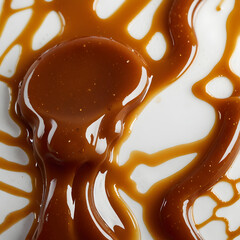 Sweet Caramel Sauce isolated on white