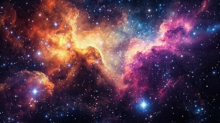 Obraz premium A vibrant nebula showcases cosmic dust and stars