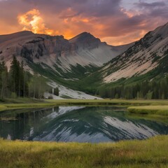 lake and mountains