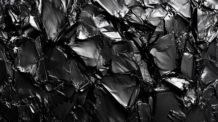 Abstract black texture of shattered glass or ice.