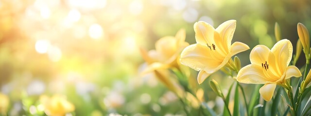 Obraz premium Photo of the ancient Sphinx rock formation Close-up of yellow daylily in full bloom 