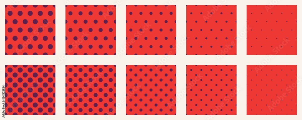 Poster set polka dots seamless vector pattern. simple background for web or print. abstract surface.