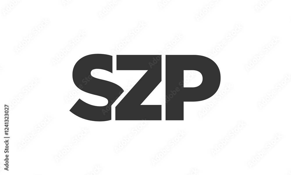 Poster szp logo design template with strong and modern bold text. initial based vector logotype featuring s