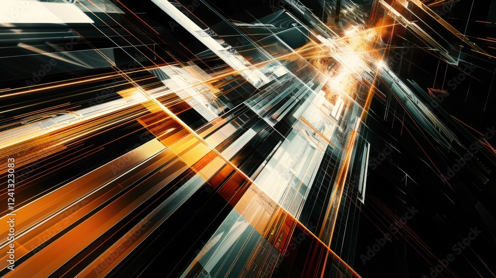 Poster this image showcases an abstract representation of lines in motion, enhanced by light effects, creat