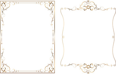 vector vintage frames for decoration and design, golden gradient