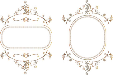 vector vintage frames for decoration and design, golden gradient