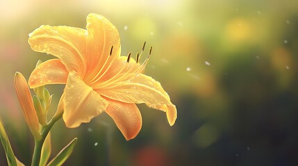 Fototapeta premium Photo of the ancient Sphinx rock formation Close-up of yellow daylily in full bloom 