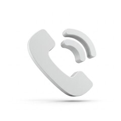 3D Phone Icon, Contact Symbol, Business Communication Device Concept Isolated on White Background