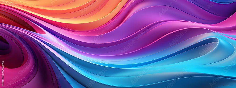 Poster vibrant flowing waves in pink, purple, and blue create dynamic abstract background with smooth gradi