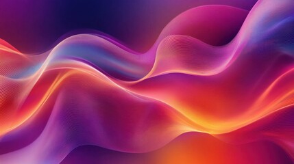 Fototapeta premium This stunning abstract image showcases colorful waves in smooth fluid motion, creating a vibrant gradient background that embodies energy and elegance. The luminous patterns add a surreal and artistic