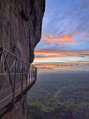 A breathtaking sunset view from the climb up Sigiriya Rock in Sri Lanka, capturing the beauty of the landscape