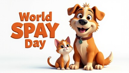 World Spay Day Cute Cartoon Dog and Cat