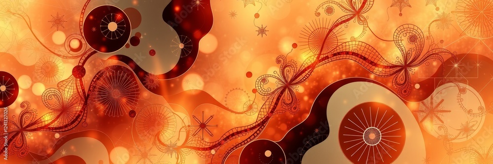 Poster abstract orange background with swirls and patterns