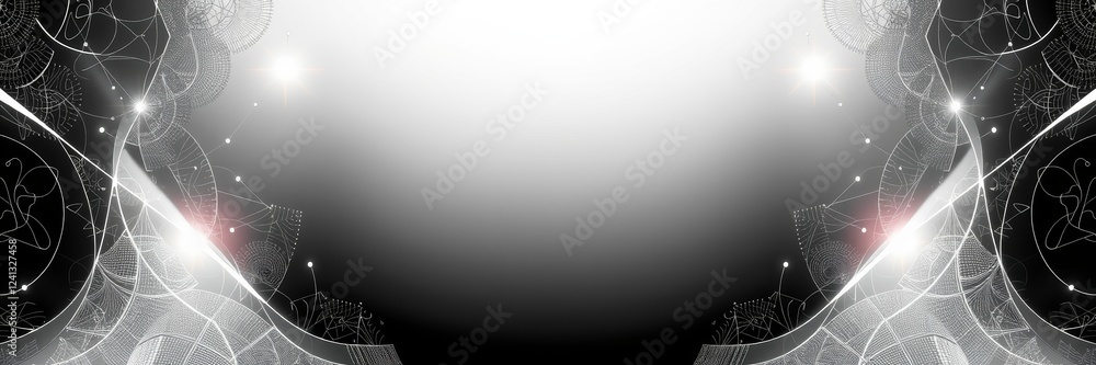 Poster abstract grayscale background with luminous patterns