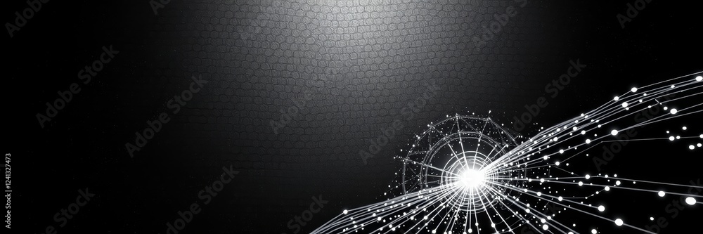 Poster abstract digital network with light on dark background