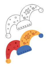 Two buffoon hats. Hand drawn clip art for your project.